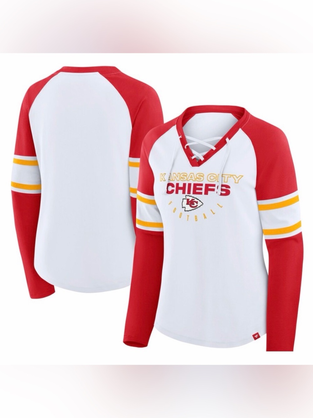 NWT‎ Womens 1X Kansas City Chiefs Fanatics Lace Up Long Sleeve Tee